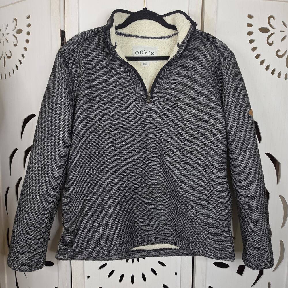 Orvis Gorpcore Outdoor Casual 1/4 Zip Pullover Black with Pockets Size L